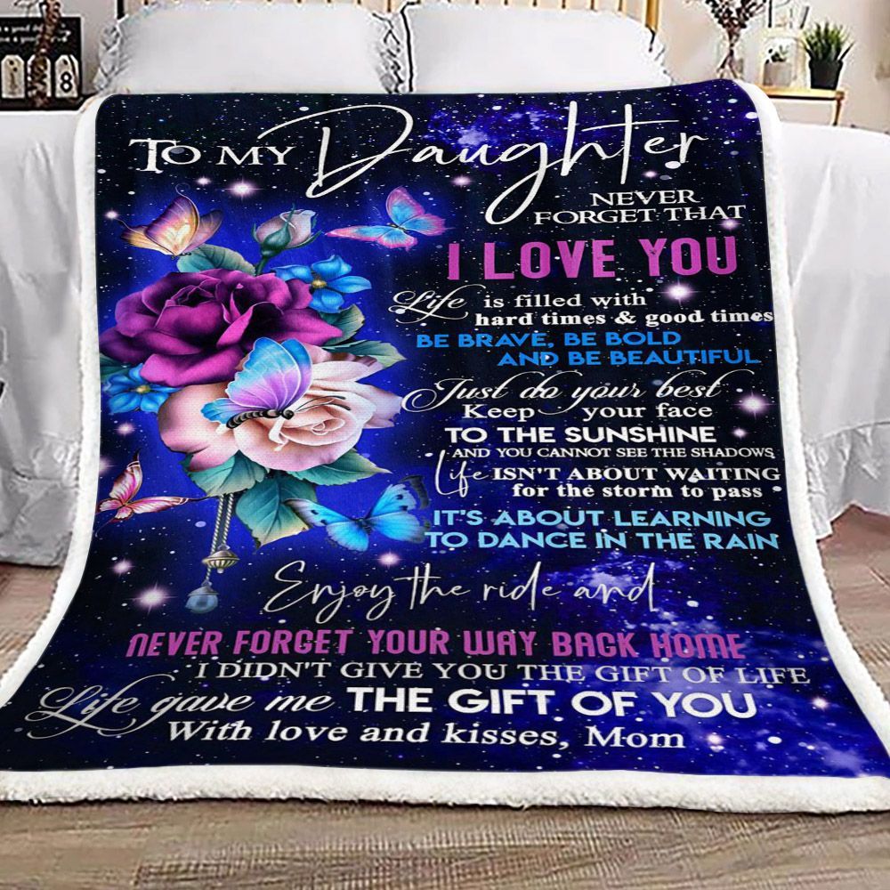 Flower Butterfly Mom Sherpa Fleece Blanket