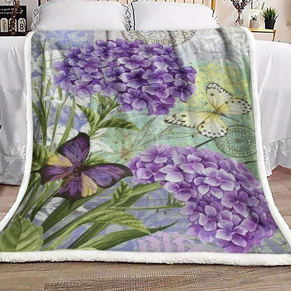 Flower Butterfly Sherpa Fleece Blanket