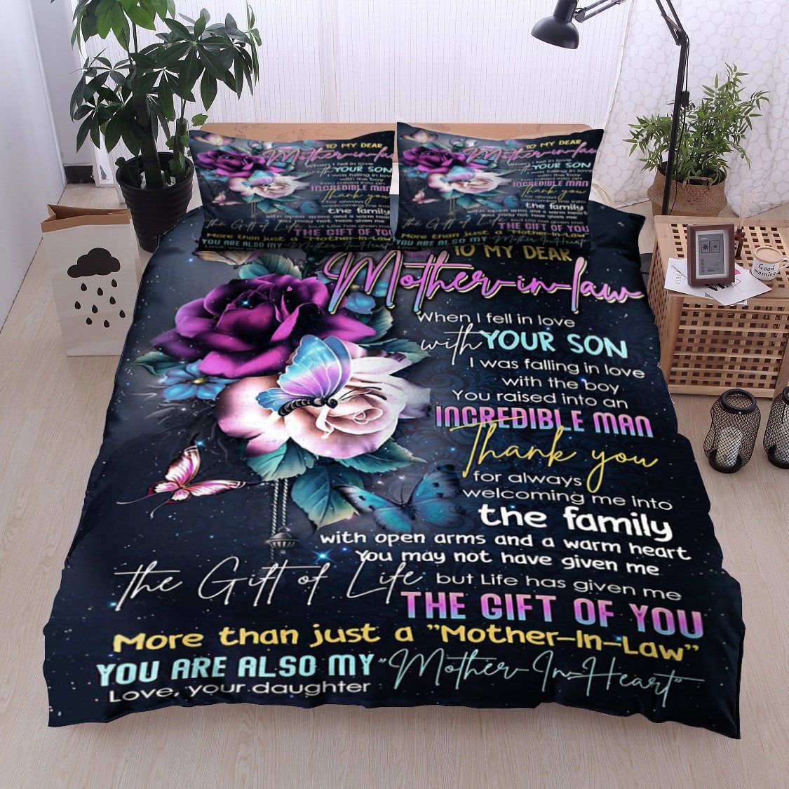 Flower Butterfly To My Dear Mother In Law Your Daughter Bedding Set