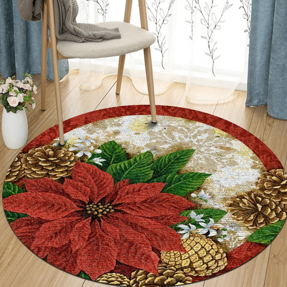 Flower Christmas Round Carpet