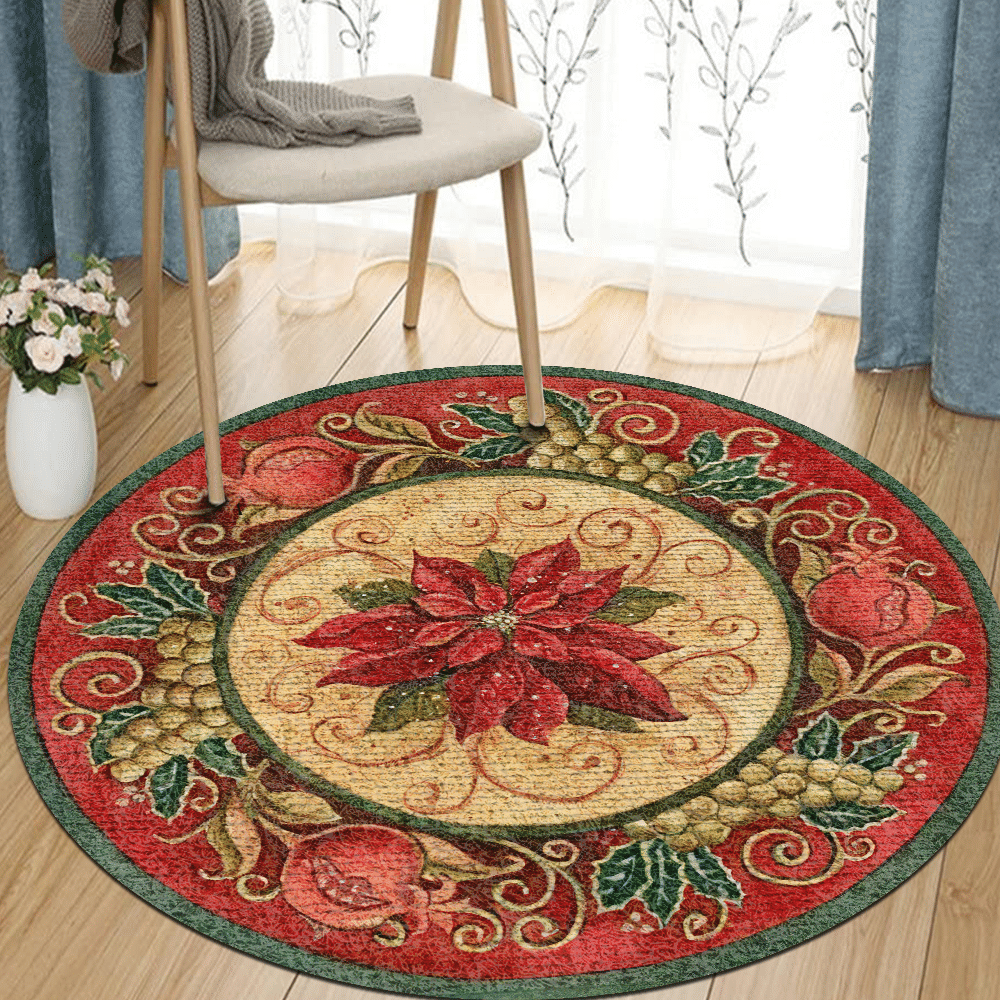 Flower Christmas Round Carpet