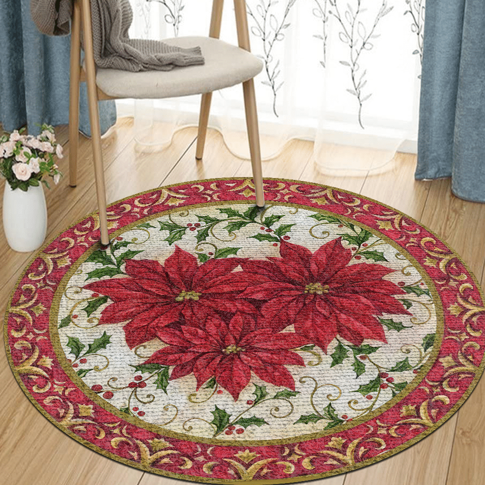 Flower Christmas Round Carpet