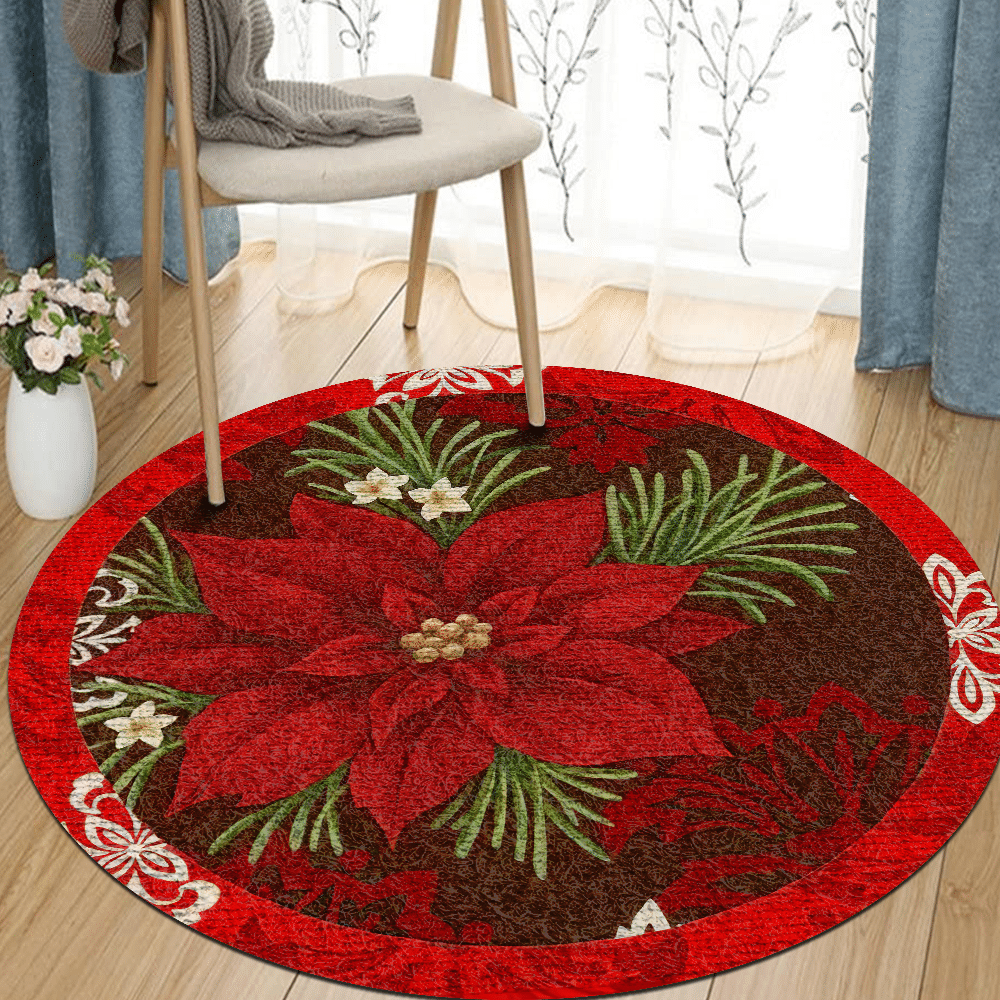 Flower Christmas Round Carpet