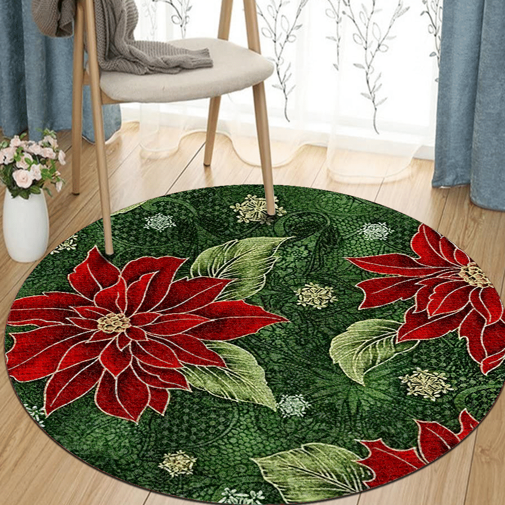 Flower Christmas Round Carpet