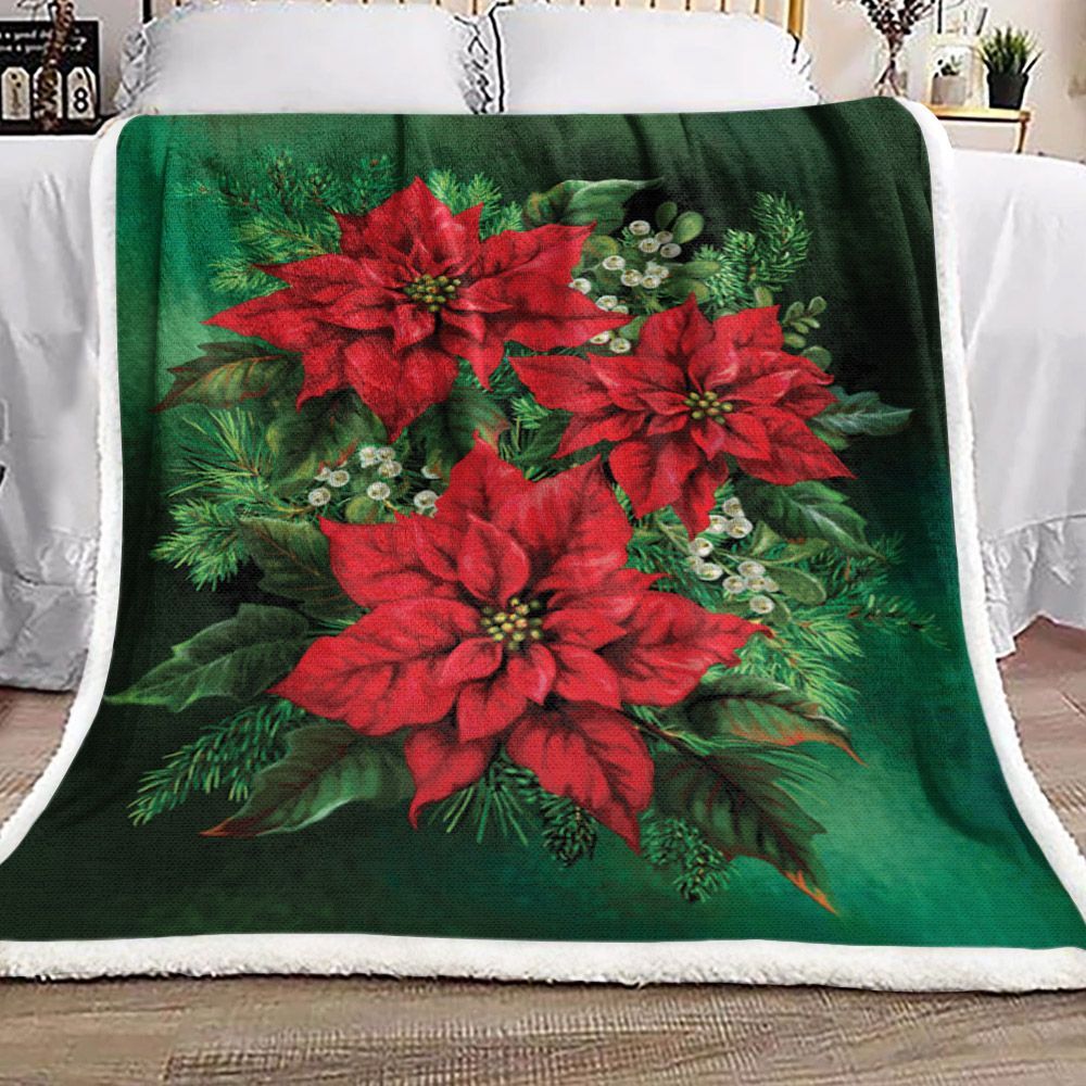 Flower Christmas Sherpa Fleece Blanket