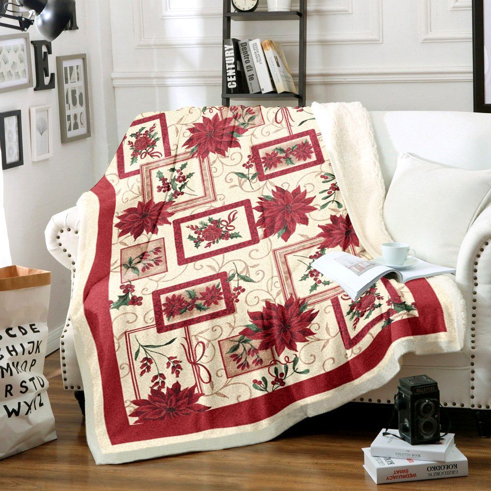 Flower Christmas Sherpa Fleece Blanket