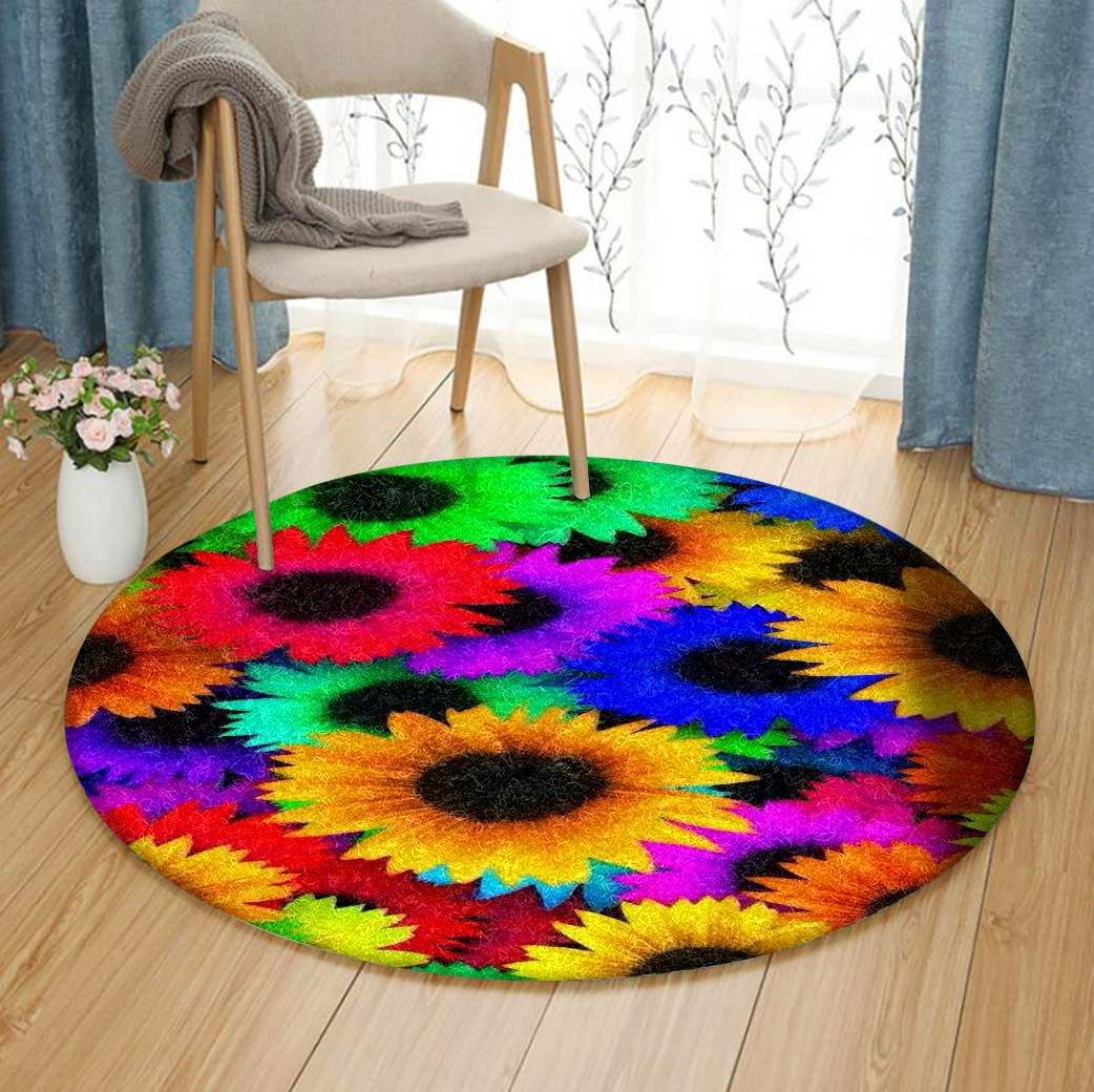 Flower Color Round Carpet