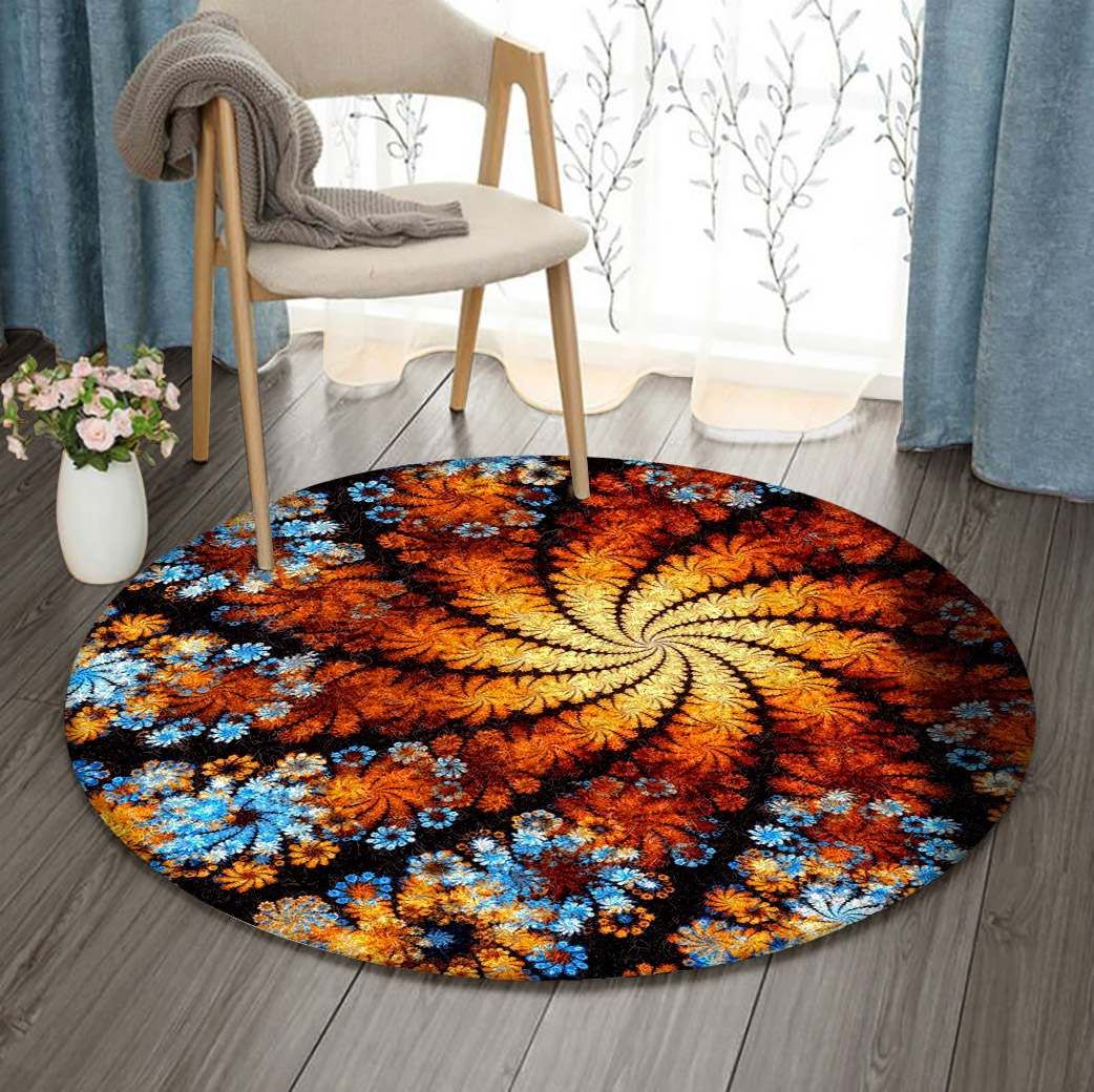 Flower Colorful Round Carpet