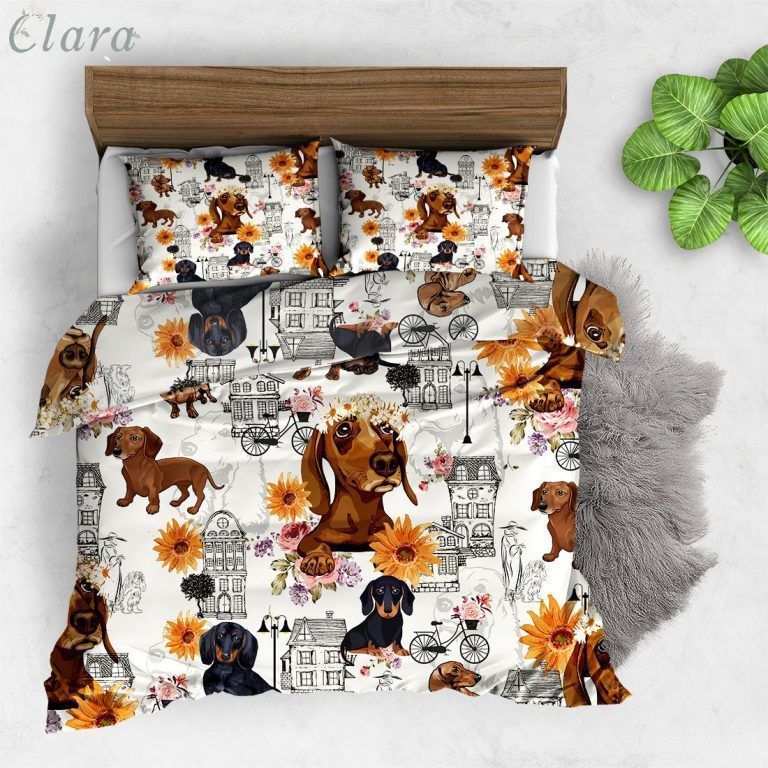 Flower Dachshund City Bedding Set