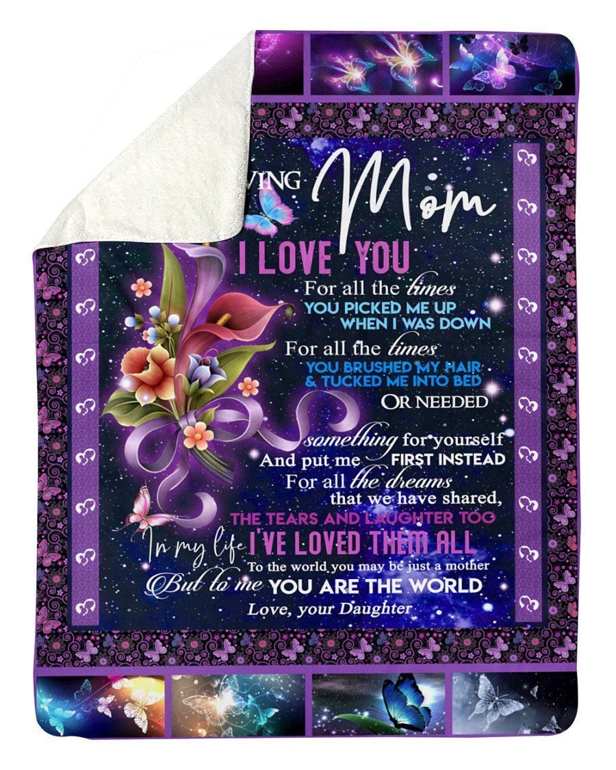 Flower Daughter To Mom Sherpa Fleece Blanket