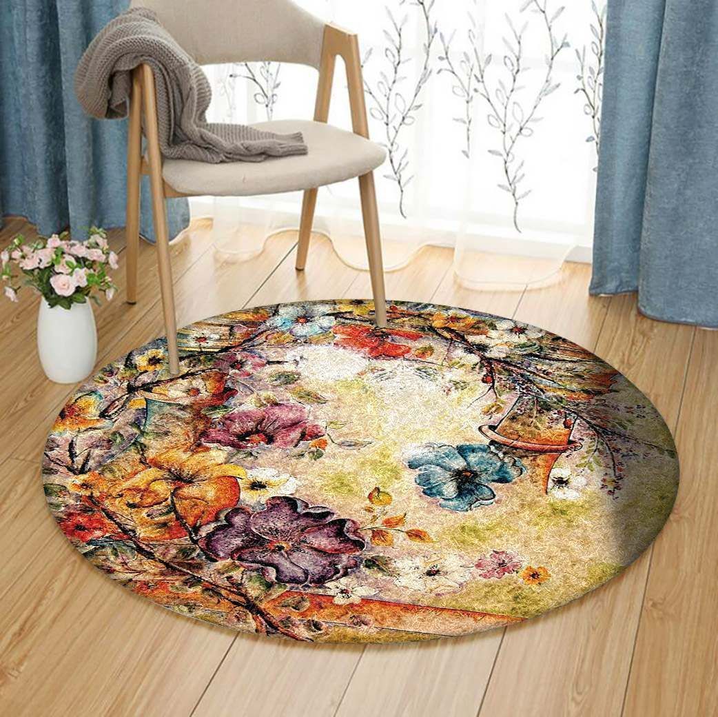 Flower Garden Round Carpet
