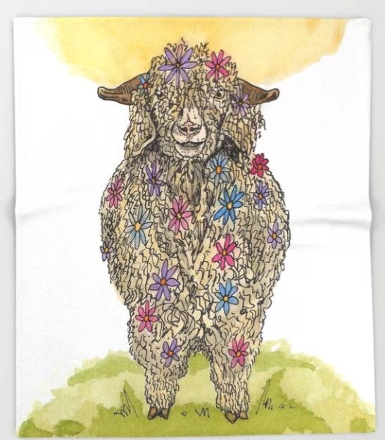 Flower Goat Sherpa Fleece Blanket