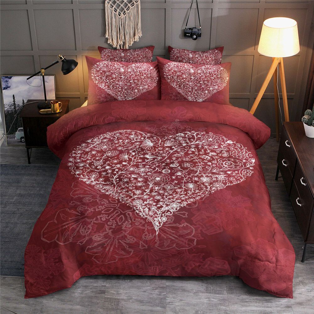 Flower Heart To Heart Valentine Day Bedding Set