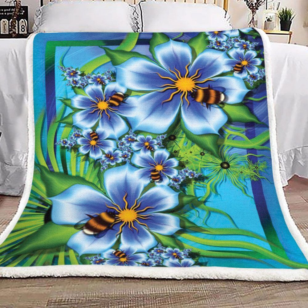 Flower Honey Bee Sherpa Fleece