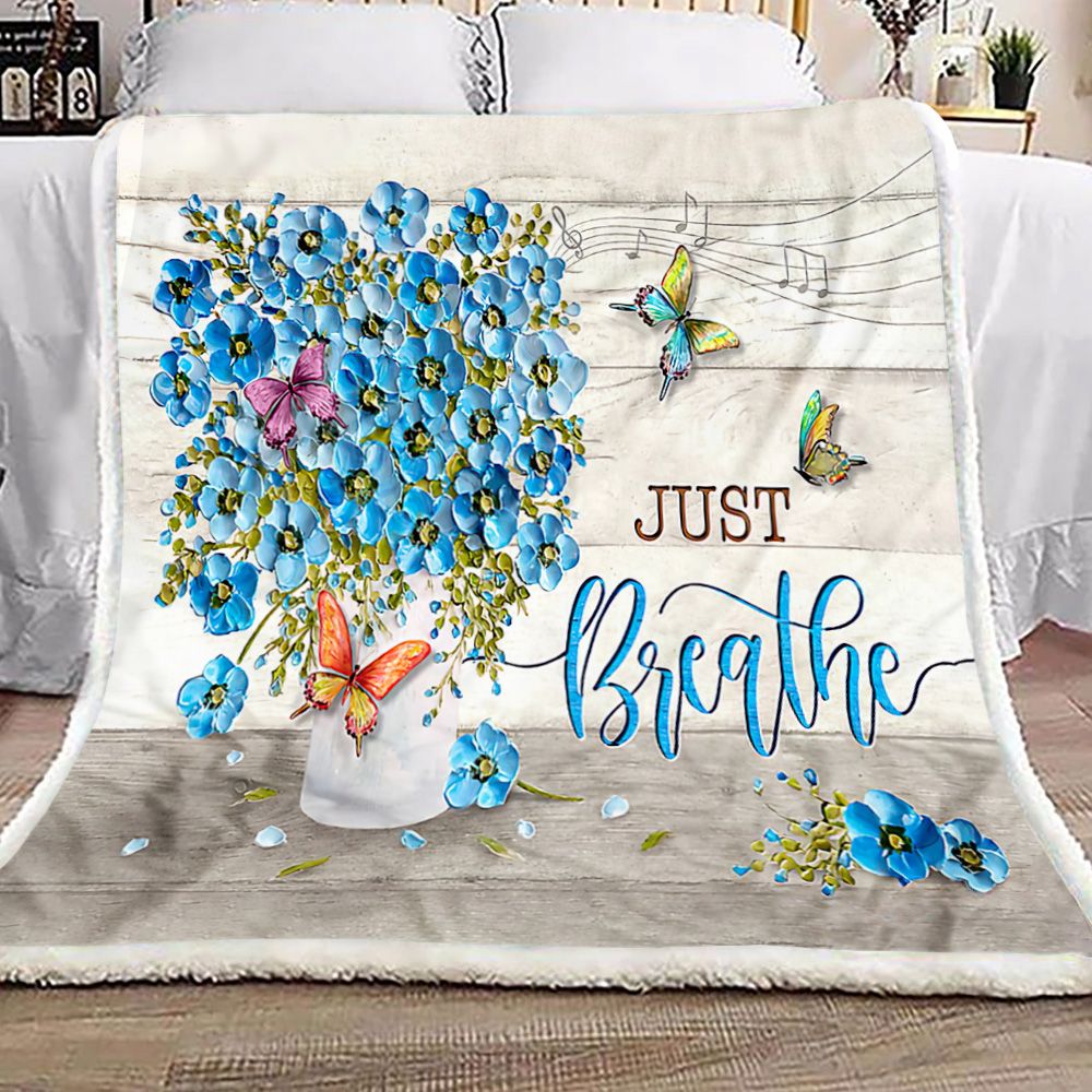 Flower Just Breathe Fleece Blanket