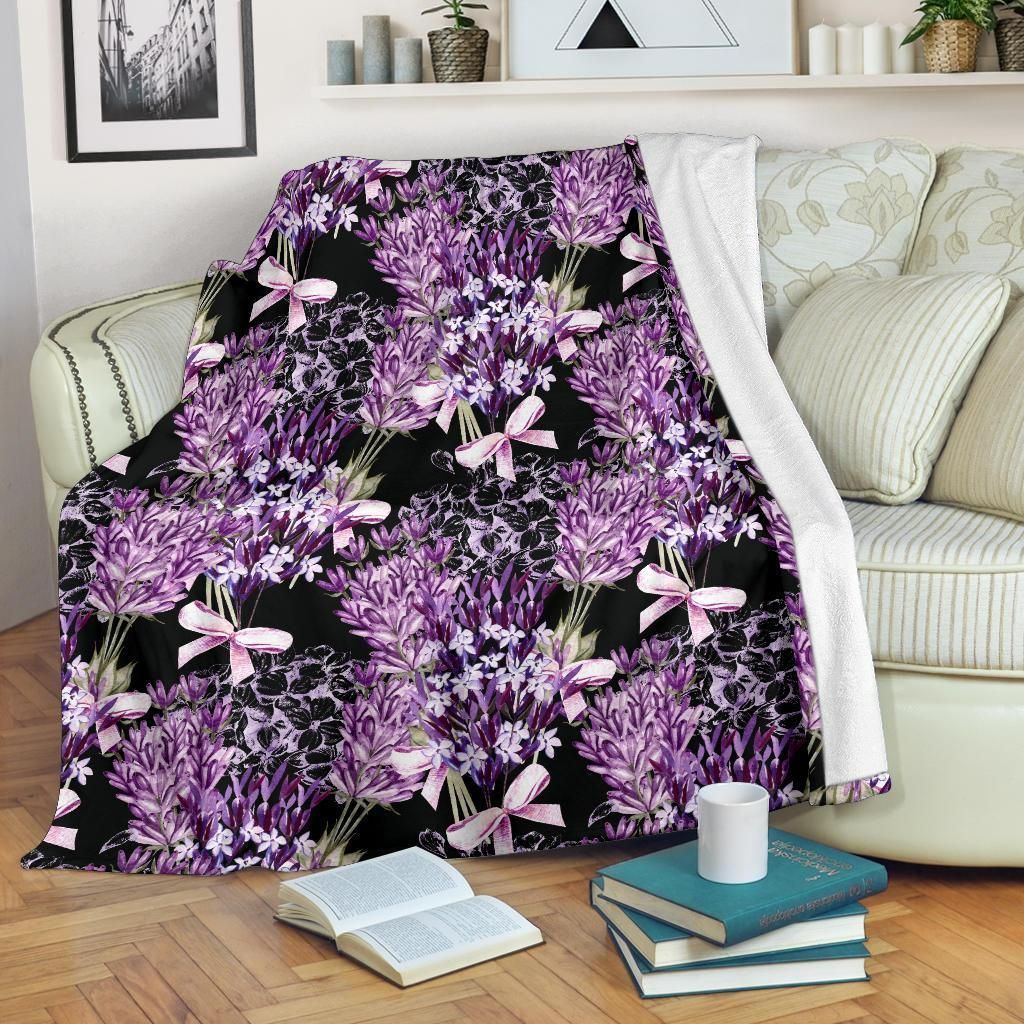 Flower Lavender Pattern Print Design Fleece Blanket