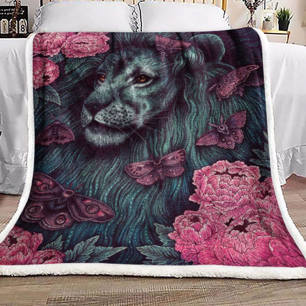 Flower Lion Butterfly Sherpa Fleece Blanket