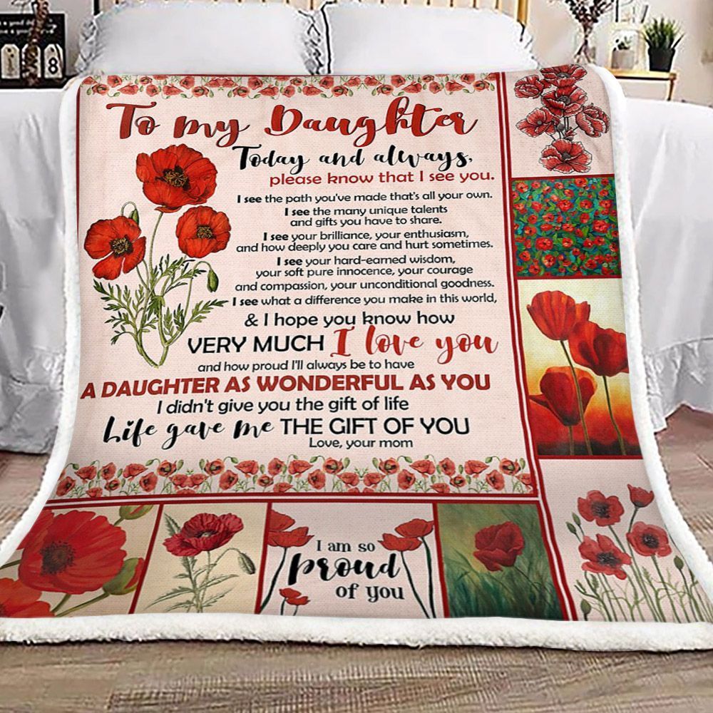 Flower Mom To Daughter Sherpa Fleece Blanket