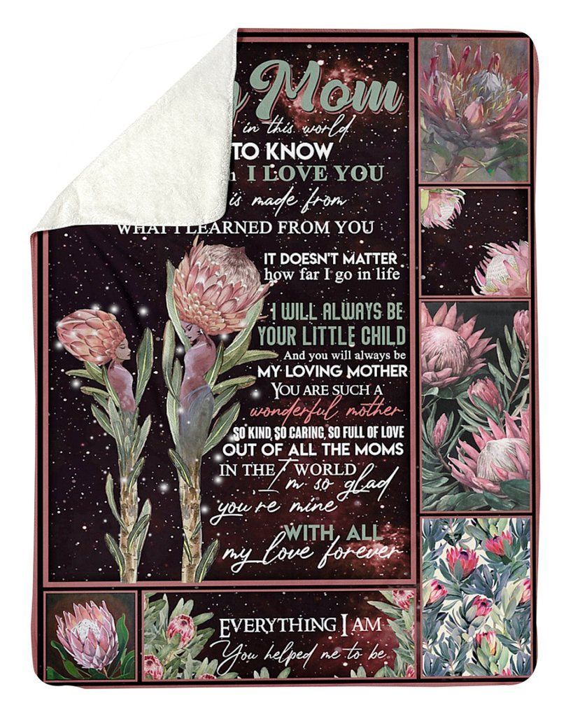 Flower Mom To Daughter Sherpa Fleece Blanket