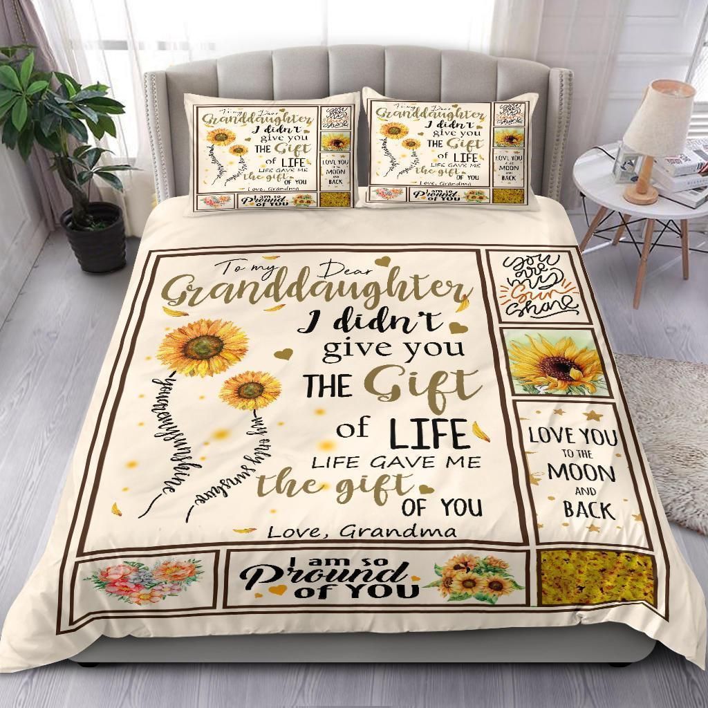 Flower Moon And Back Giving Granddaughter You’re My Sunshine Bedding Set