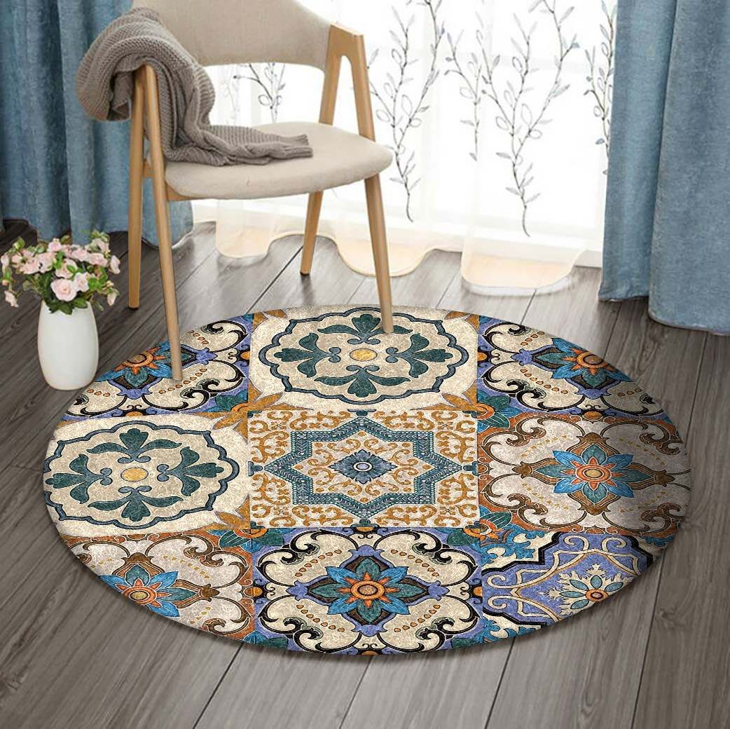 Flower Pattern Round Carpet
