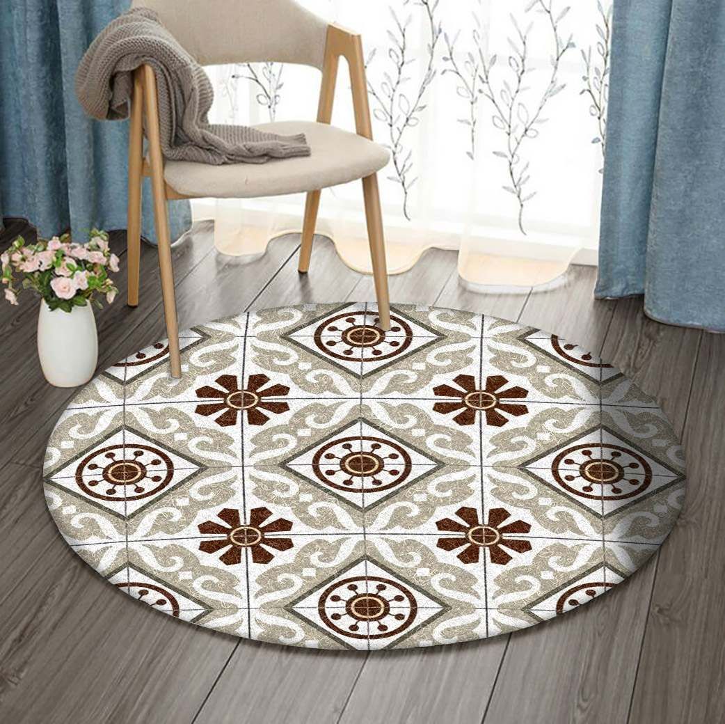 Flower Pattern Round Carpet