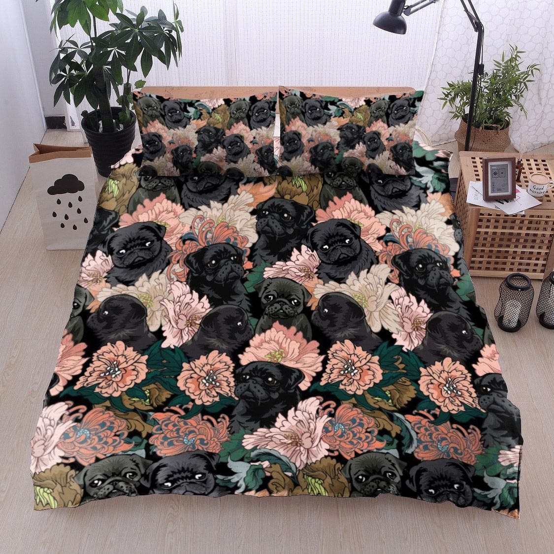 Flower Pug Bedding Set