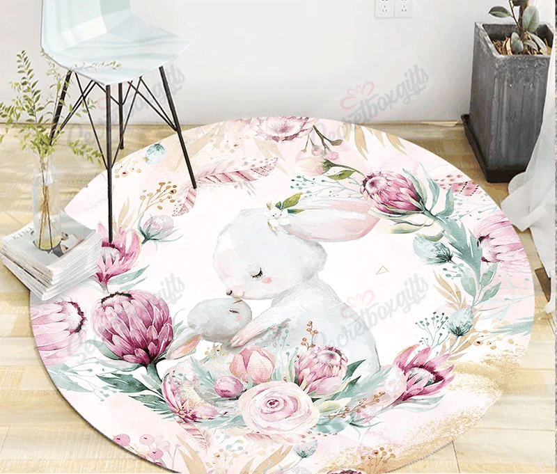 Flower Rabbit Round Carpet