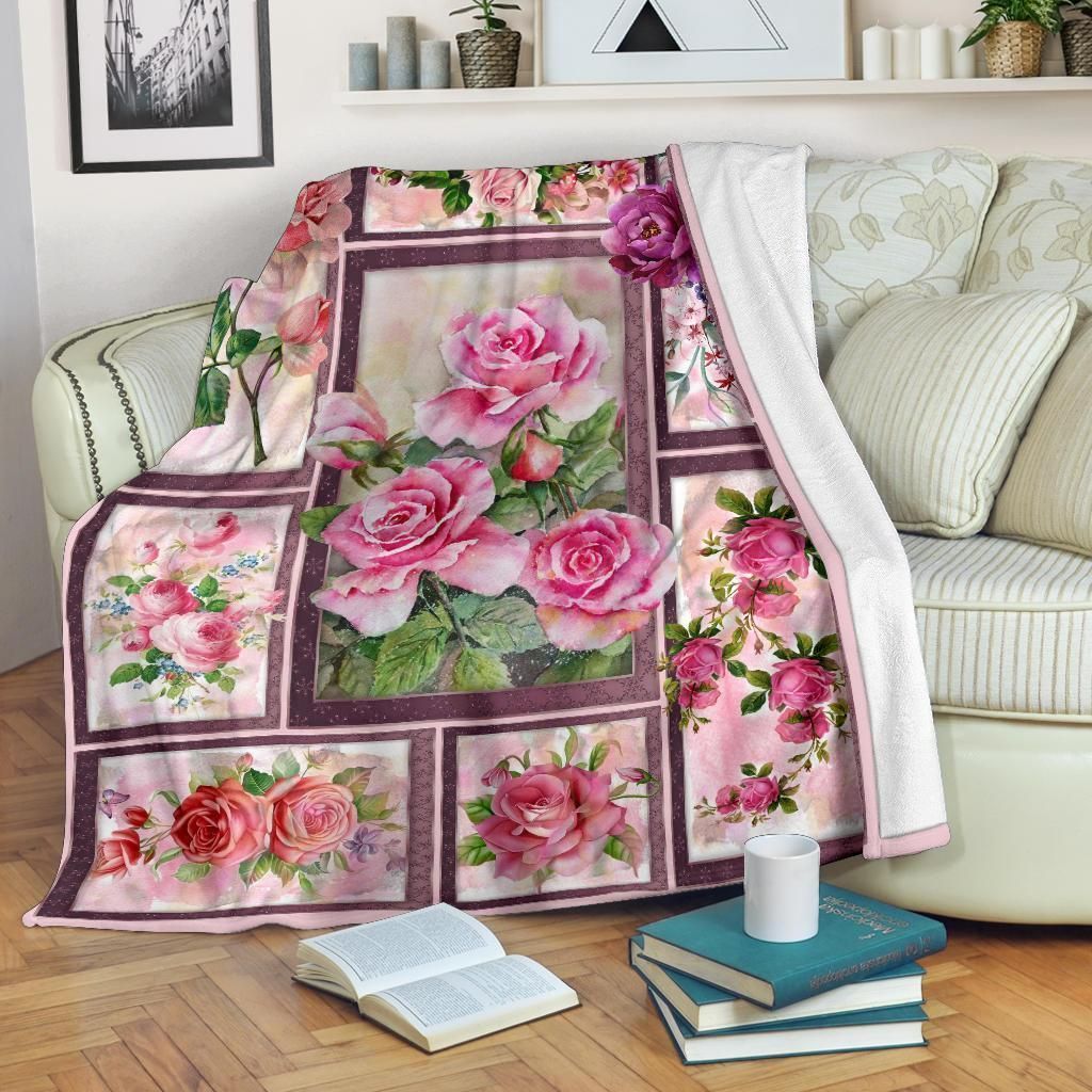 Flower Roses Fleece Blanket Gift For Flower Lovers