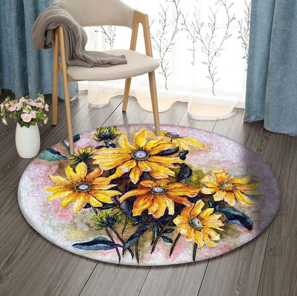 Flower Rudbeckia Prairie Sun Round Carpet