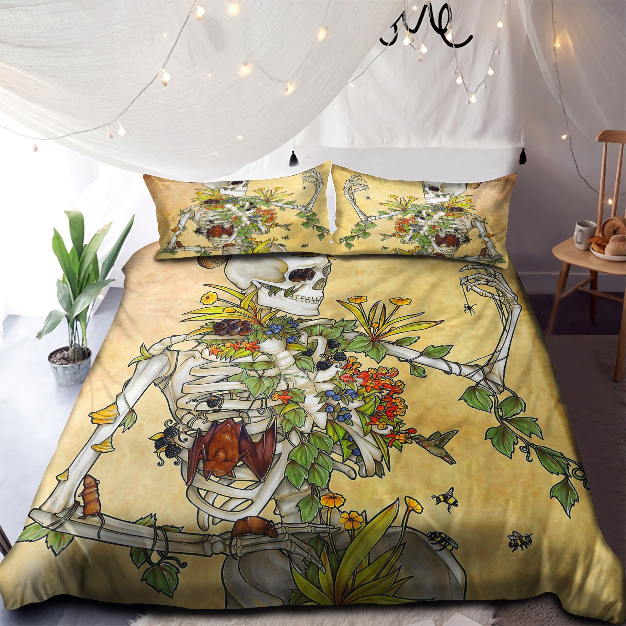 Flower Skeleton With Spider Bedding Set