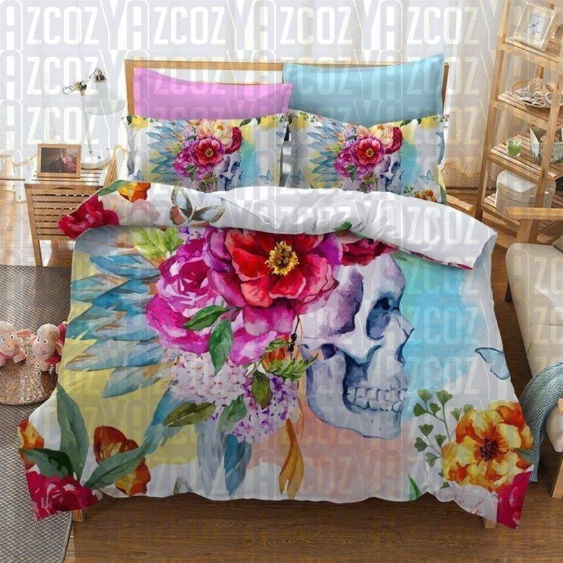 Flower Skull Bedding Set