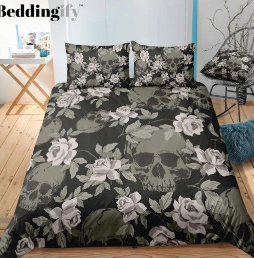 Flower Skull Bedding Set