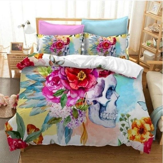 Flower Skull Bedding Set