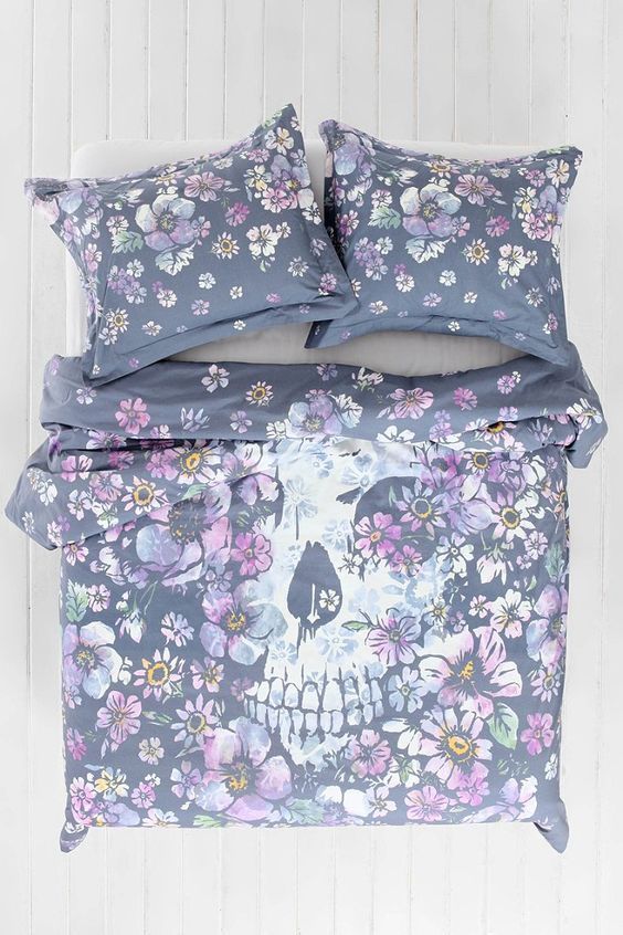 Flower Skull Bedding Set