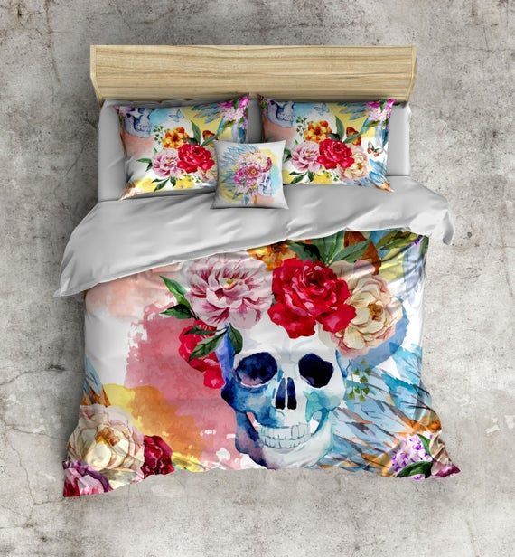 Flower Skull Bedding Set