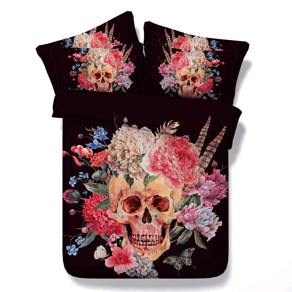 Flower Skull Bedding Set