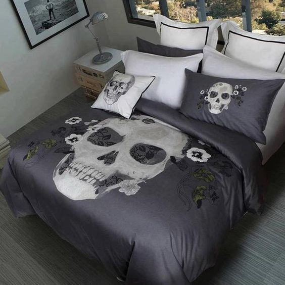Flower Skull Bedding Set