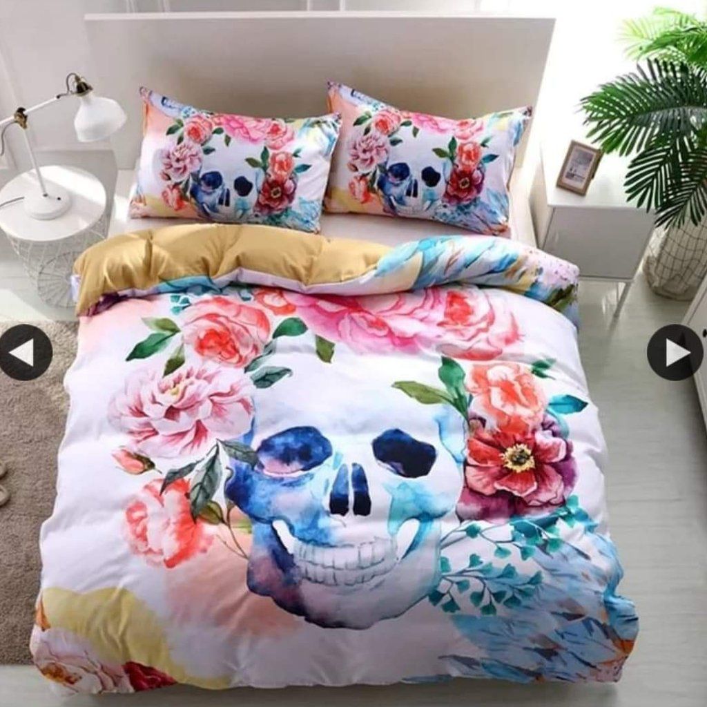 Flower Skull Bedding Set