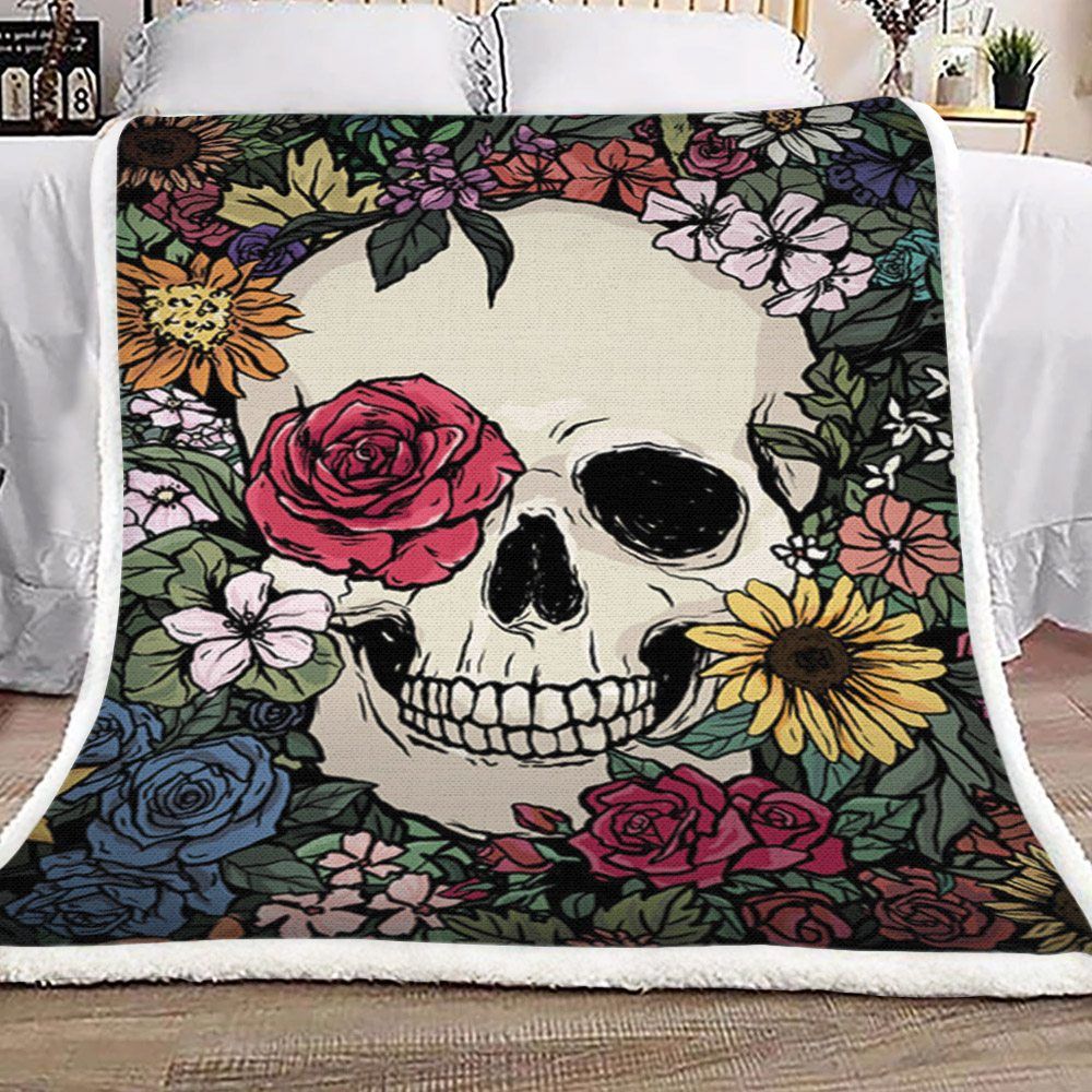 Flower Skull Sherpa Fleece