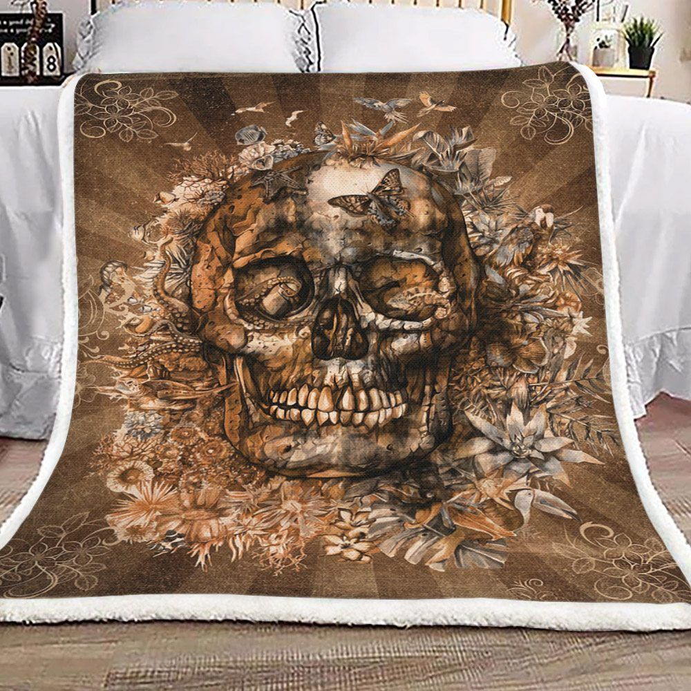 Flower Skull Sherpa Fleece