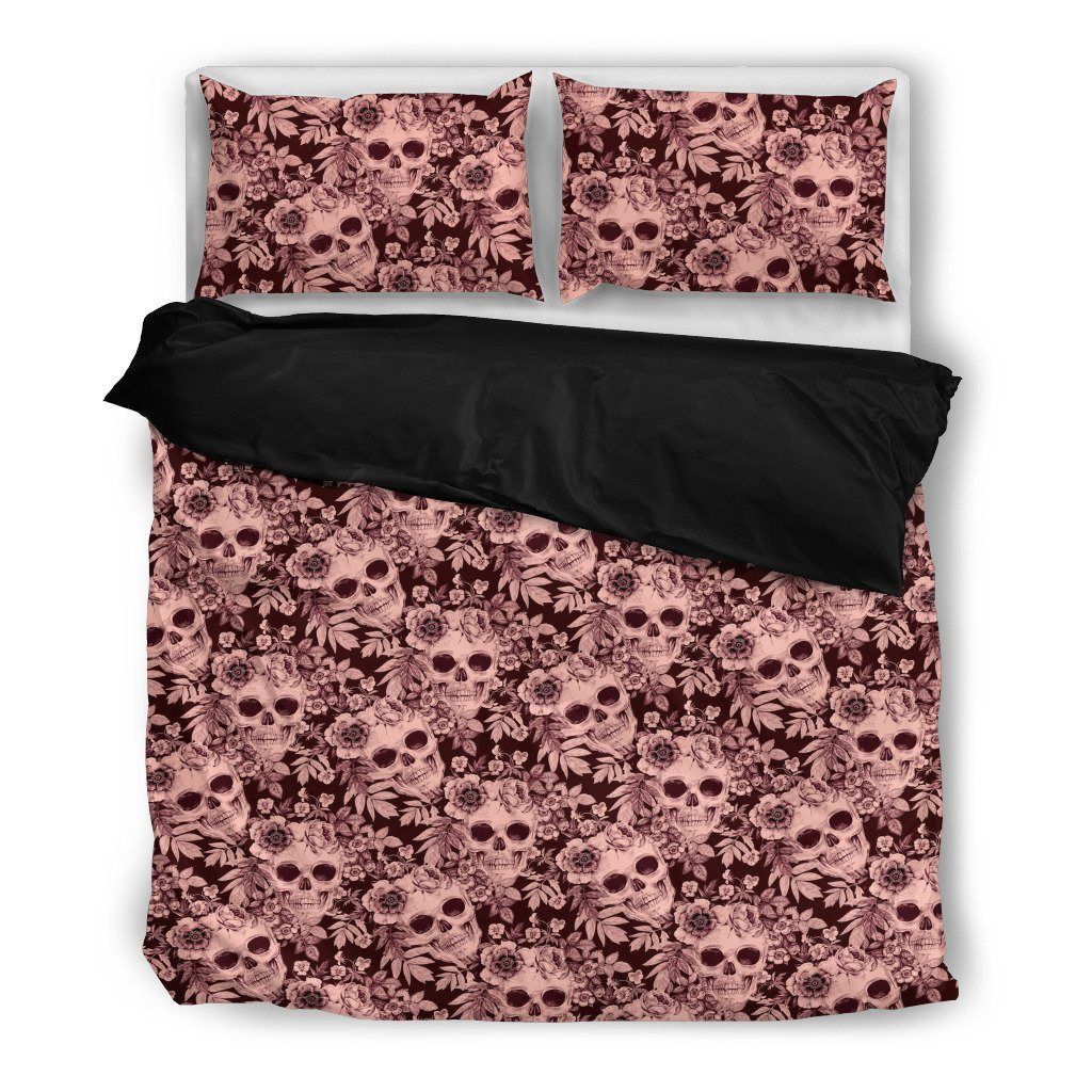 Flower Skull Themed Bedding Set