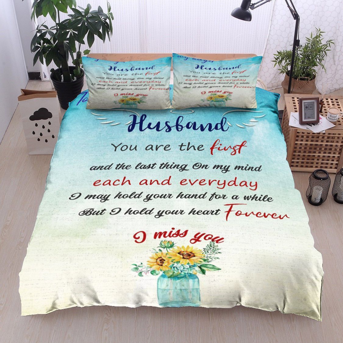 Flower To My Angel Husband Bedding Set
