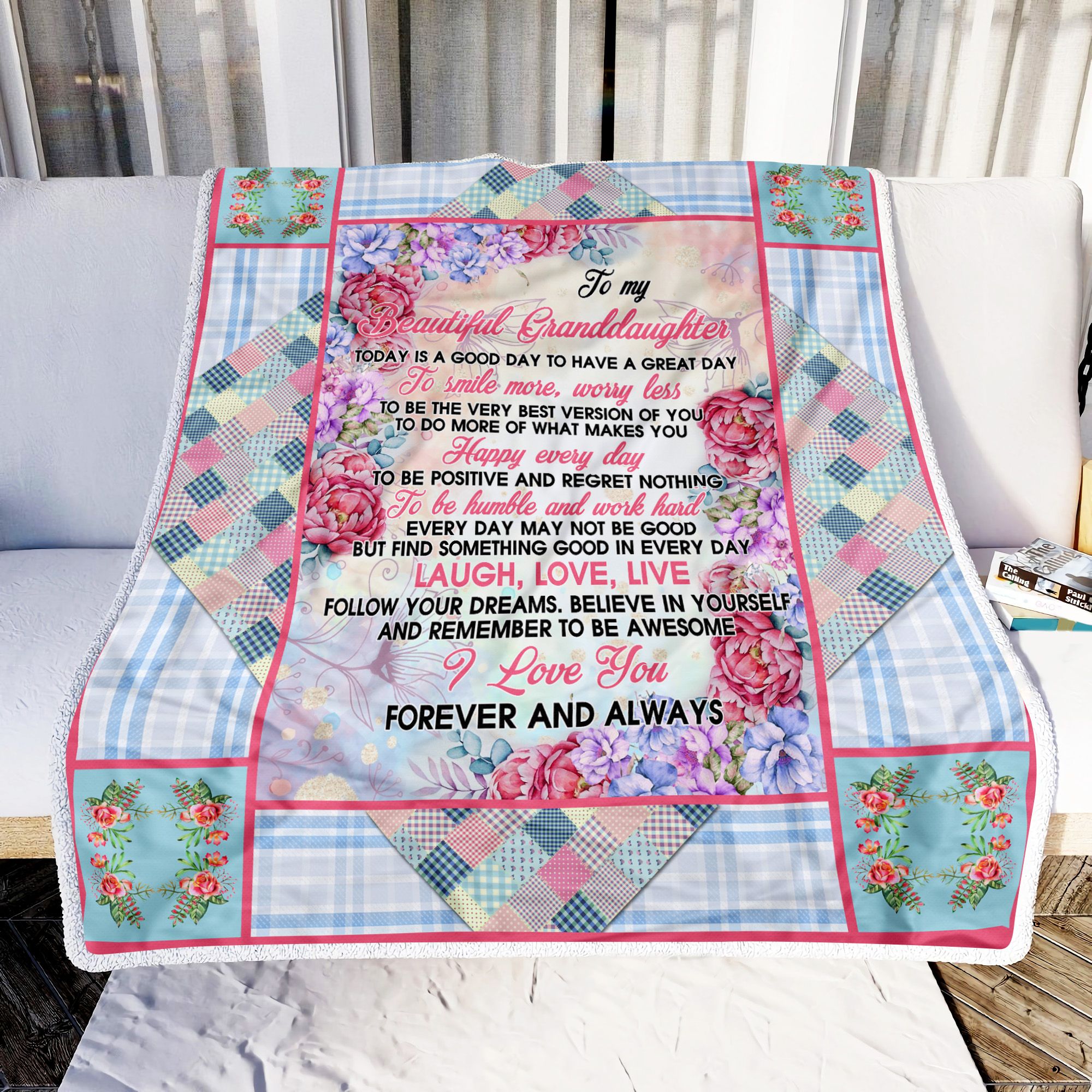 Flower To My Beautiful Granddaughter Fleece Blanket