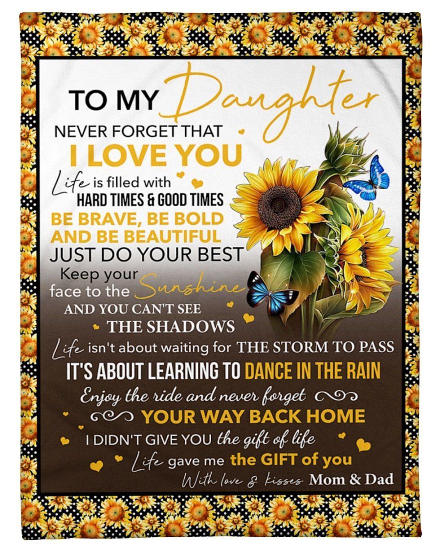 Flower To My Daughter Be Brave Be Bold Fleece Blanket Fleece Blanket