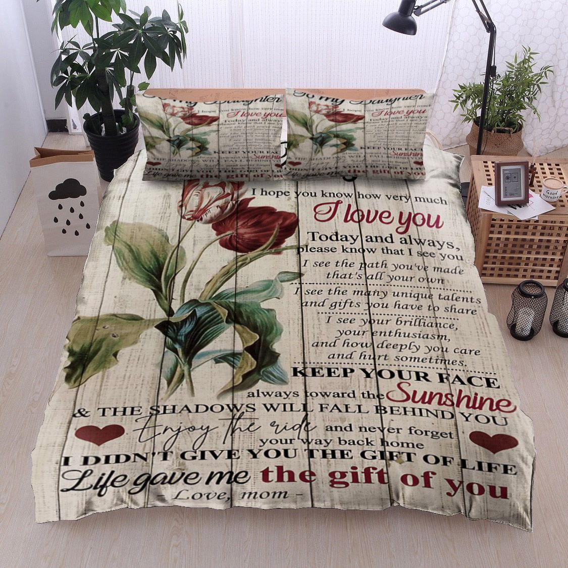 Flower To My Daughter Love Mom Bedding Set