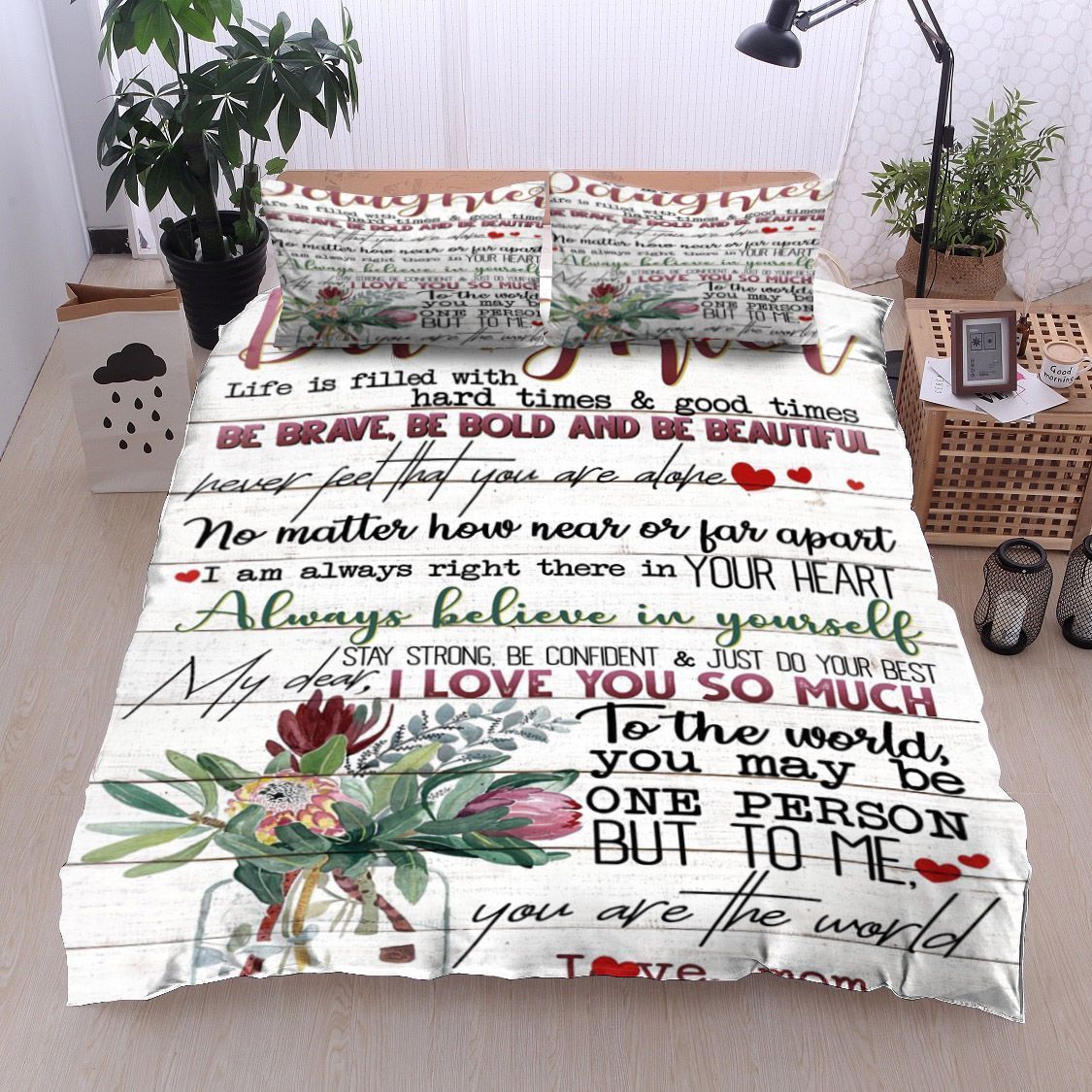 Flower To My Daughter Love Mom Bedding Set