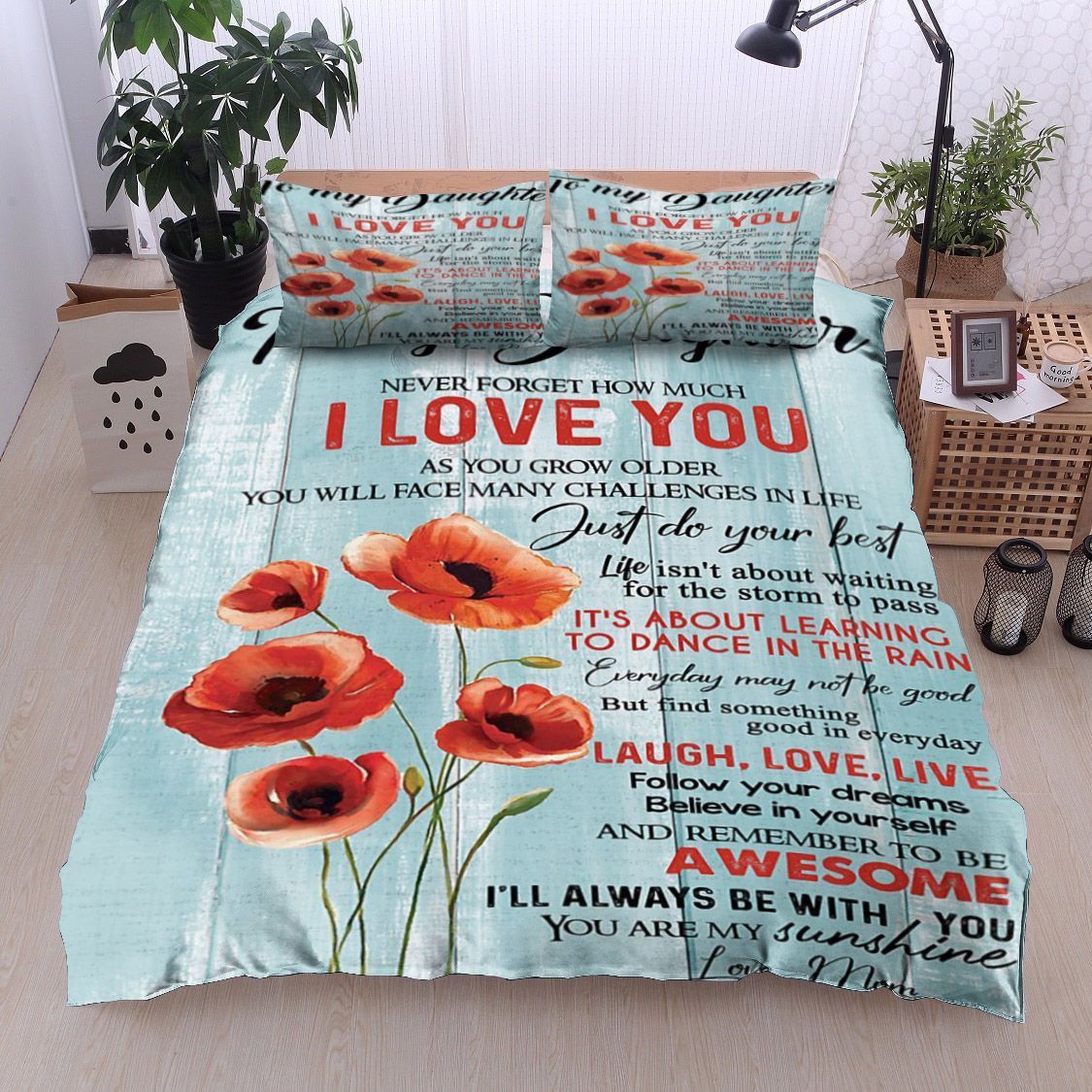 Flower To My Daughter Love Mom Bedding Set