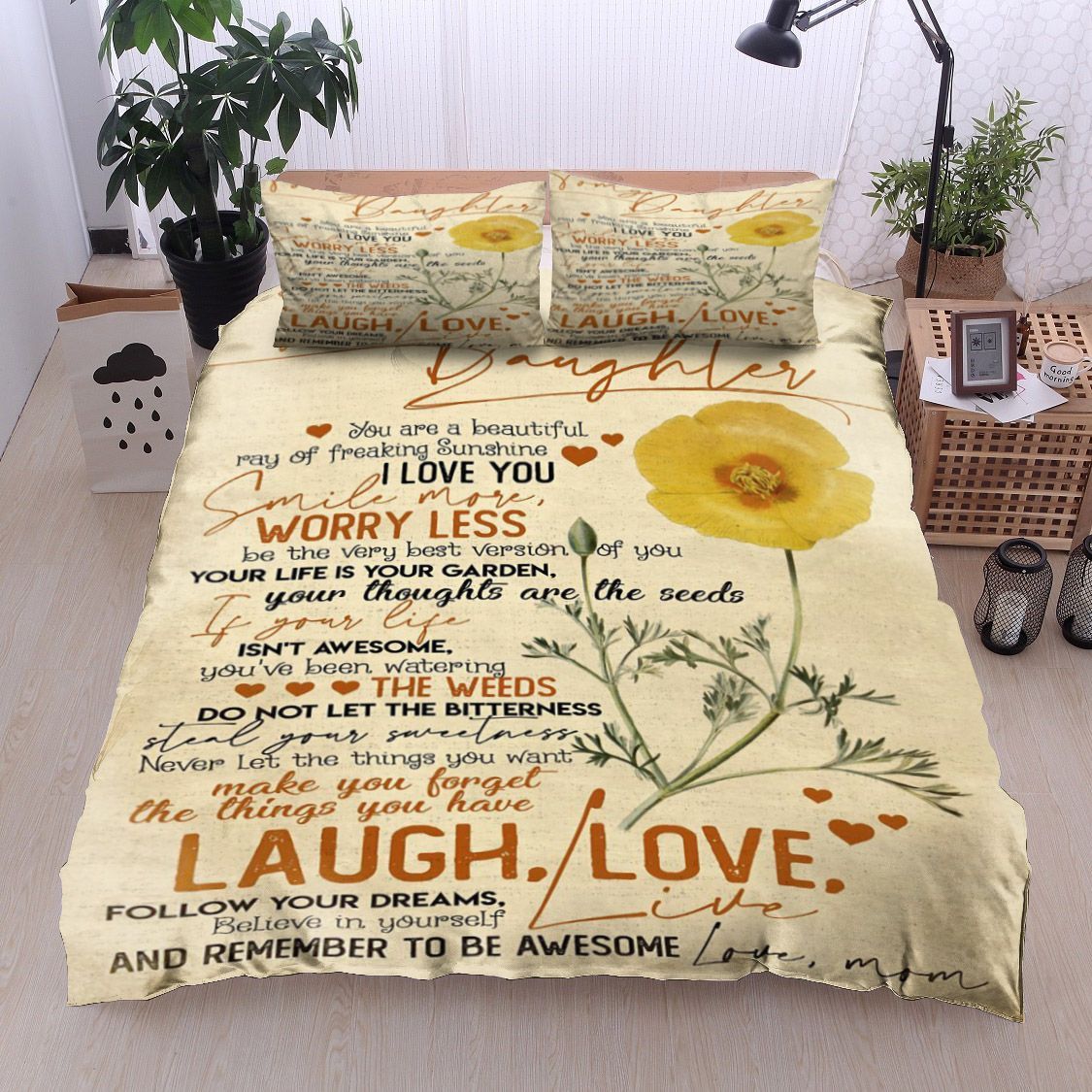 Flower To My Daughter Love Mom Bedding Set