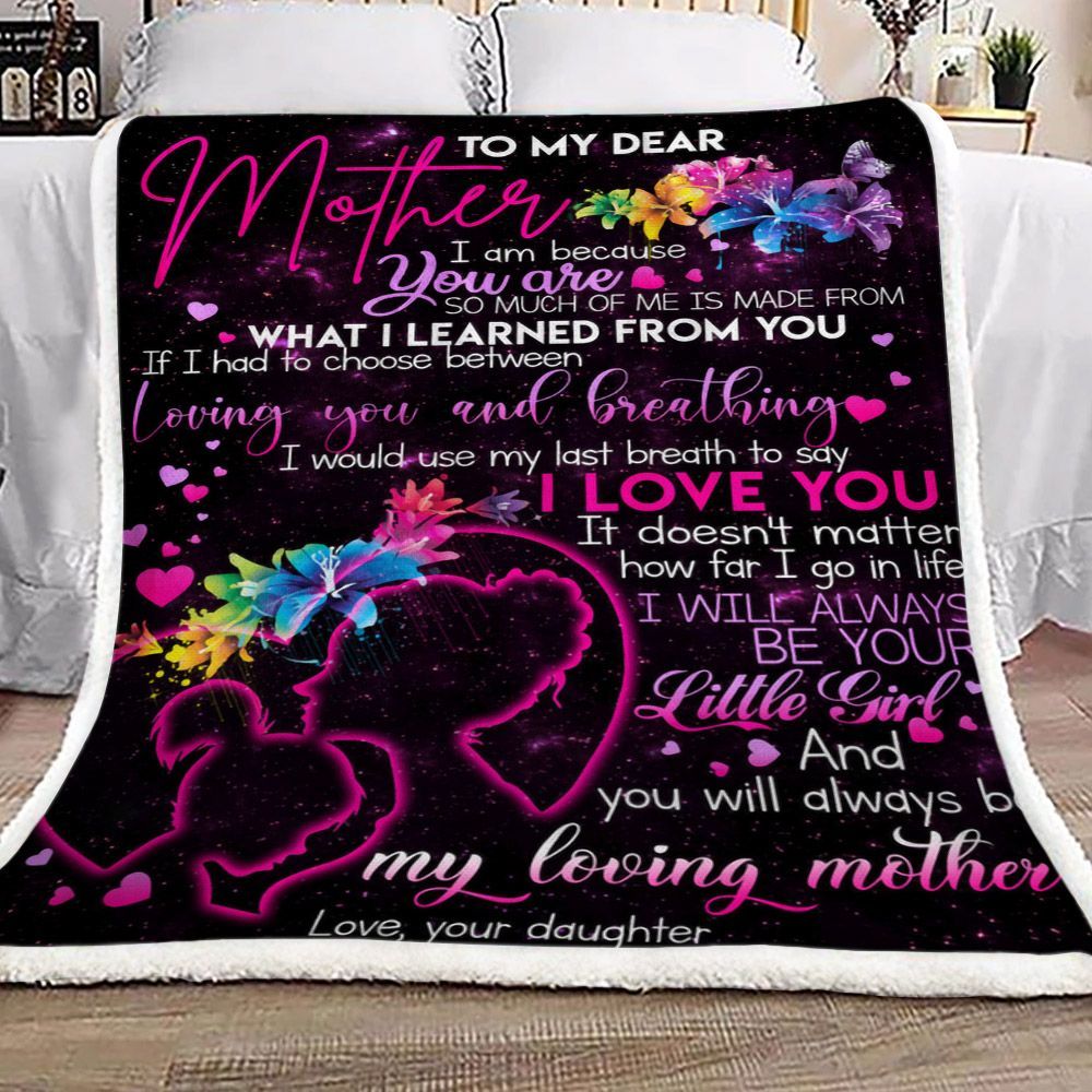 Flower To My Dear Mother Love Your Daughter Sherpa Fleece Blanket